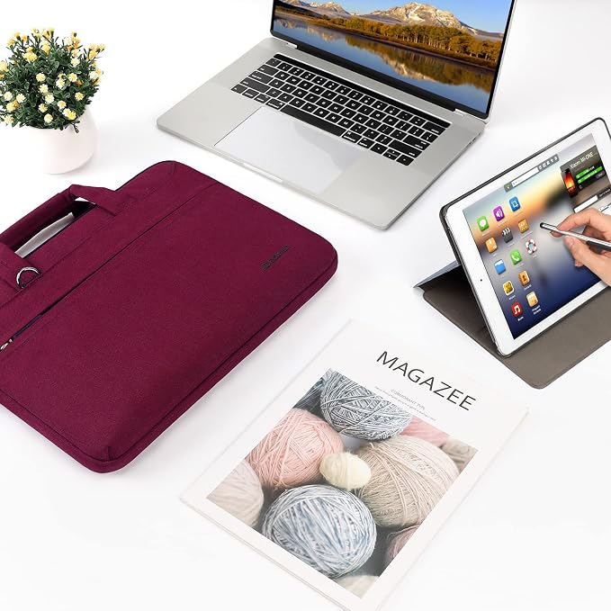 DOMISO 15.6 inch Laptop Messenger Shoulder Bag Tote Bag for Women for Men,Business Travel Work Computer Bag Case Briefcase,Compatible with 16 inch MacBook Pro/Max,15.6 inch HP Dell XPS 16, Fuchsia