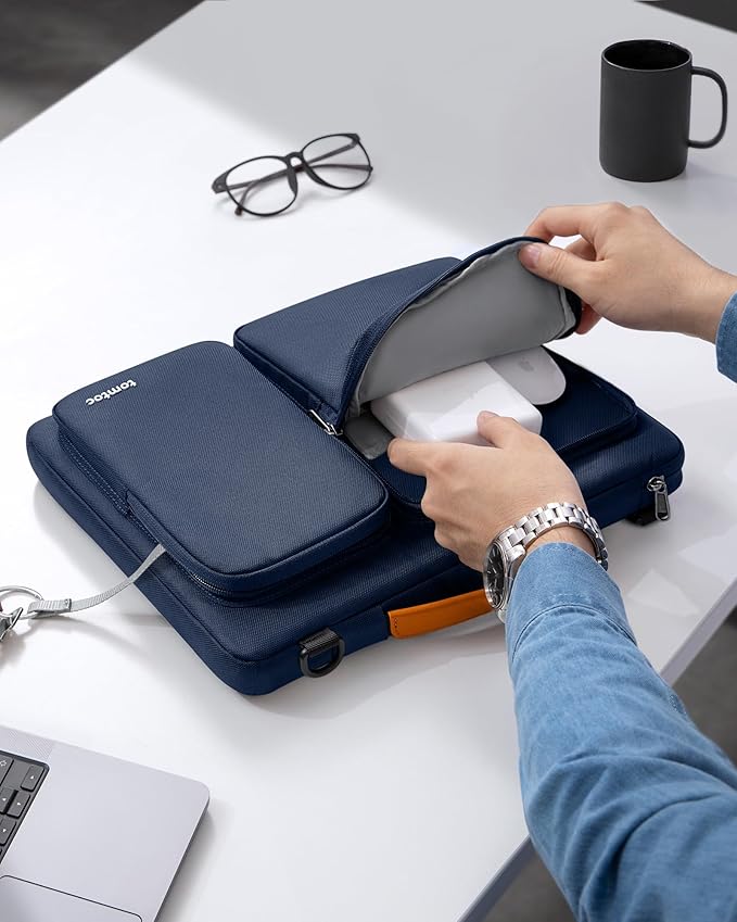 tomtoc Laptop Shoulder Bag for 2026 14 Inch MacBook Pro M5/M4/M3/M2/M1 Pro/Max 2026-2021, 13.5-14.4 Surface Laptop 7/6/Studio 2, Surface Book 3, 360 Protective Case Fit Asus VivoBook