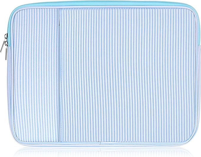 Huhumy Laptop Sleeve Case 13-13.3 inch for Women, Cute Seersucker Laptop Sleeve with Pocket Thin Computer Carrying Bag for Office Business Trip Compatible with Various Laptops Models(Blue)