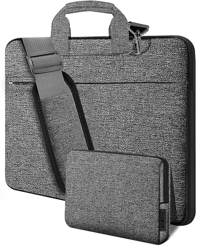 Hseok Laptop Shoulder Bag 17-17.3 inch Case, Durable Shockproof Protective Briefcase with Multi-Pockets Compatible with Lenovo Most 17-17.3 inch HP Acer Dell ASUS MSI Notebooks,Dark gray-black