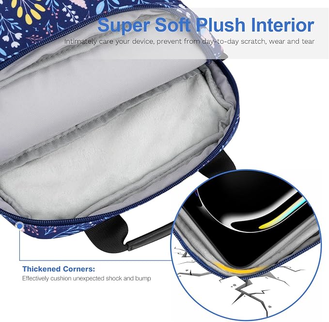 Dadanism 13 Inch Tablet Sleeve Shoulder Bag with Handle for iPad Pro 13" M4 2024, iPad Air 13", iPad Pro 12.9", Galaxy Tab S10+ Plus/S9 FE+/S9+ Plus 12.4", Remarkable Paper Pro 11.8", Night Blue