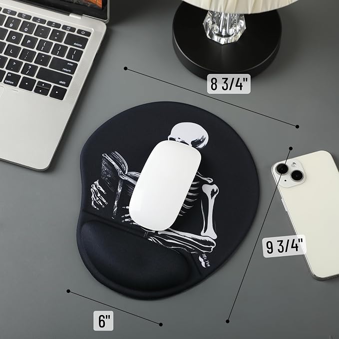 Mr. Pen- Ergonomic Mouse Pad with Wrist Rest, Grim Reader Design, Breathable Fabric with Memory Foam Cushion, Non-Slip Rubber Base, Gel Mouse Pad with Wrist Support