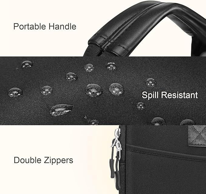 Laptop Case 16 inch,15-15.6 inch Laptop Sleeve Bag Compatible with MacBook Pro 16 M5 M4 M3 M2 M1,HP Dell Acer ASUS Lenovo Notebook,Neoprene Computer Bag with Handle&Curved Pocket, Black