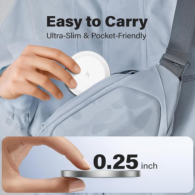 Magnetic Wireless Charger Charging Pad: 15W Qi Fast Portable Slim Charger Puck for iPhone 17e 17 Air 17 Pro Max 16 15 14 13 12 Series S26 & AirPods 4 3 2 Pro - Include USB-C/A Dual Ports (3Pack White)
