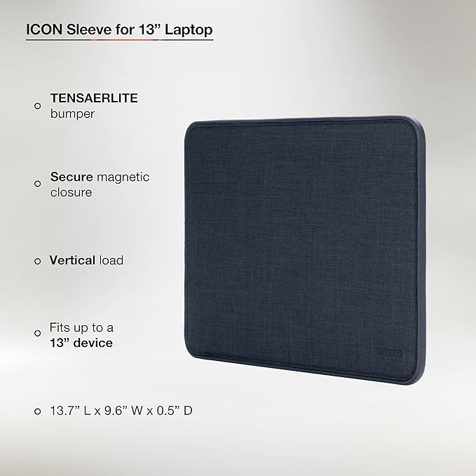 Incase ICON Sleeve with Woolenex - MacBook Air 13 inch Case - M5 2026, M4 2025, M3 M2 2024-2022 - Fitted MacBook Case, Laptop Sleeve, Hard Cover, Durable, Lightweight - Heather Navy
