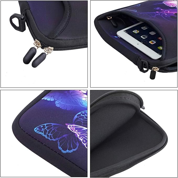 RICHEN 11 11.6 12 12.5 13 inches Laptop/Chromebook/PC Messenger Bag Tablet Travel Case Neoprene Handle Sleeve with Shoulder (11-13.3 inch, Butterflies)