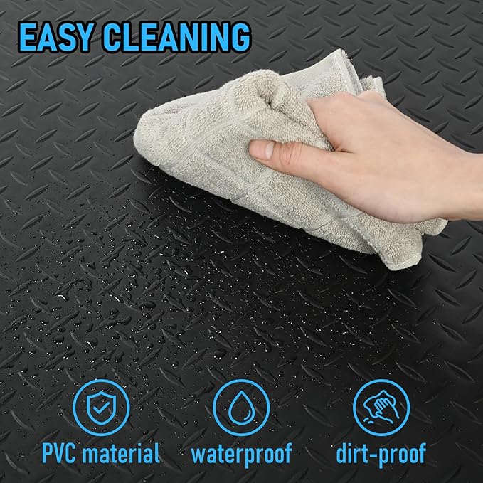 2'x6' Anti Fatigue Mat Industrial 15/16" Thick Soft Sponge Cushioned Floor Mat, Heavy Duty Diamond Plate Anti-Skid Standing Mat, Work Shop Mat (Black)