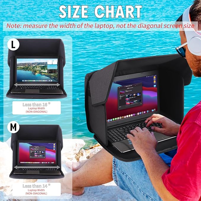 Laptop Sun Shade,Laptop Sun Glare Shield Privacy Screen Hood Computer Sunshade Bag for Working Outside Outdoor Foldable Computer Shield Cover Outside 12-14''(Patent Pending)
