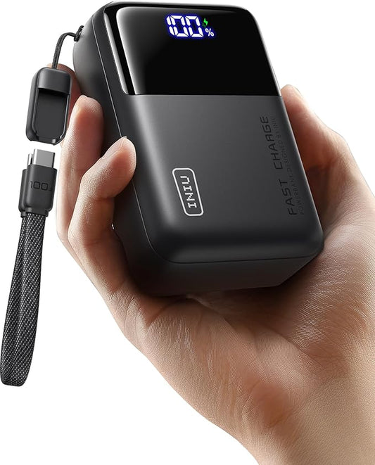 INIU 100W Fast Charging Power Bank, Smallest 25000mAh High Capacity Laptop Portable Charger, 3-Port Battery Phone Pack with Detachable USB C Cable for Flight-Safe iPhone MacBook Dell Steam Deck etc