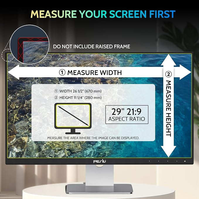 Peslv [2 Pack] 29 Inch Privacy Screen for Computer Monitor 21:9 Aspect Ratio, Eye Protection Anti Blue Light Glare Shield, 29inch Removable Black Blackout Anti Spy Desktop Security Private Filter