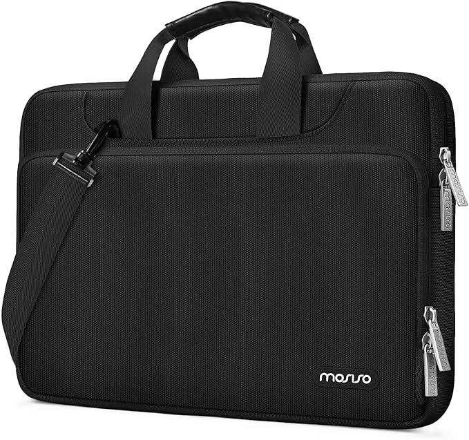 MOSISO 360 Protective Laptop Bag 15.6 inch, 15-16 inch Computer Bag Compatible with MacBook Air 15 inch/Pro 16 inch, HP,Dell,Lenovo,Asus,Notebook, Laptop Carrying Case with Strap&Handle, Black