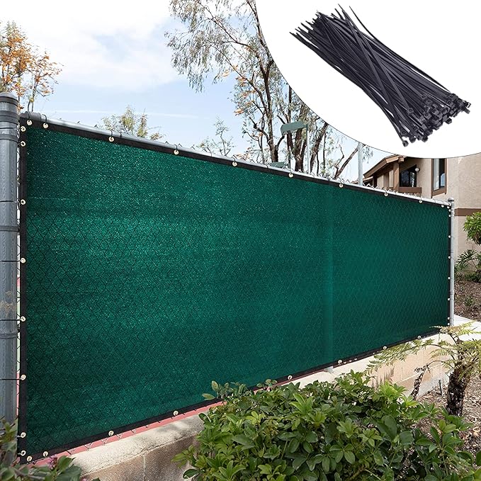 Royal Shade 5' x 50' Green Fence Privacy Screen Windscreen Cover Netting Mesh Fabric Cloth - Cable Zip Ties Included (We Make Custom Size)