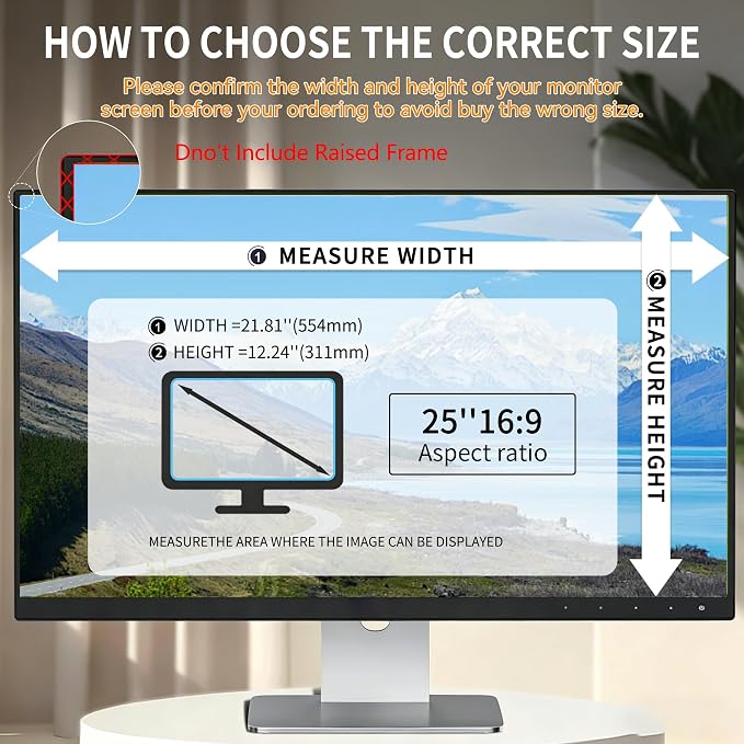 [2 Pack] 25 Inch Privacy Screen for Computer Monitor Blue Light Screen Protector Anti Glare Anti-Scratch Monitor Privacy Shield Screen 25 Inch 16:9 Aspect Ratio