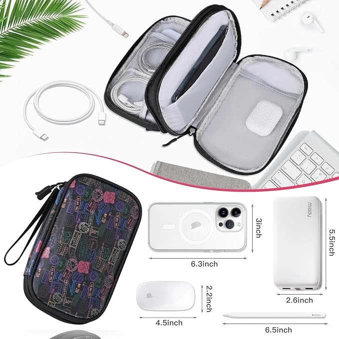 COSHAYSOO Unique Useful Travel Birthday Gifts for Women Travelers, Electronics Cord Cable Organizer Bag Case Tech Pouch Traveling Vacation Cruise Airplane Gadgets Essentials Organization, Vintage