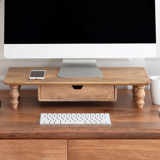 Anji Mountain Monitor Stand - Desktop Organizer & Laptop Riser, Ergonomic Monitor Riser, Space-Saving Monitor Stand for Desk, Durable Construction, Easy Assembly, Ideal for Home & Office,Mango
