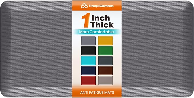 Kitchen Mats for Floor, 1 Inch Extra-Thick Kitchen Rugs, Non-Slip & Waterproof Standing Desk Mat, Comfort Anti Fatigue Mats for Kitchen Floor, Home, Sink, Office (20" X 32", Grey)