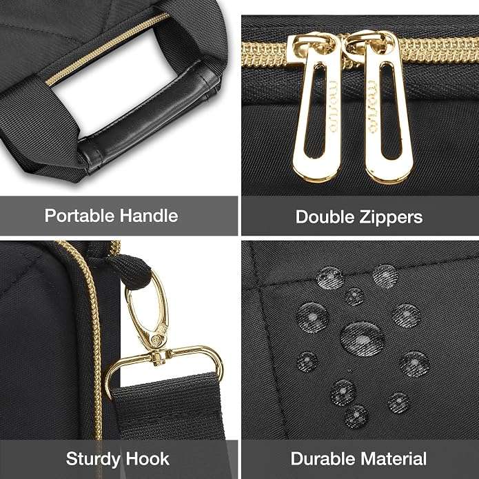 MOSISO Vertical Laptop Bag,Computer Bags,Rhombus Quilted Laptop Shoulder Bag with Trolley Sleeve&Pocket&Handle