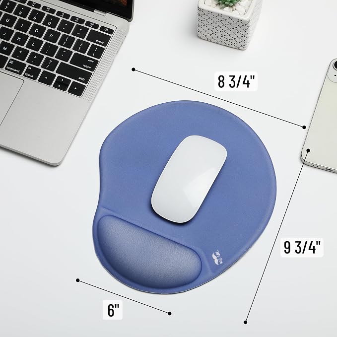 Mr. Pen- Ergonomic Mouse Pad with Wrist Rest, Dusky Blue-Purple Breathable Fabric with Memory Foam Cushion, Non-Slip Rubber Base, Gel Mouse Pad with Wrist Support