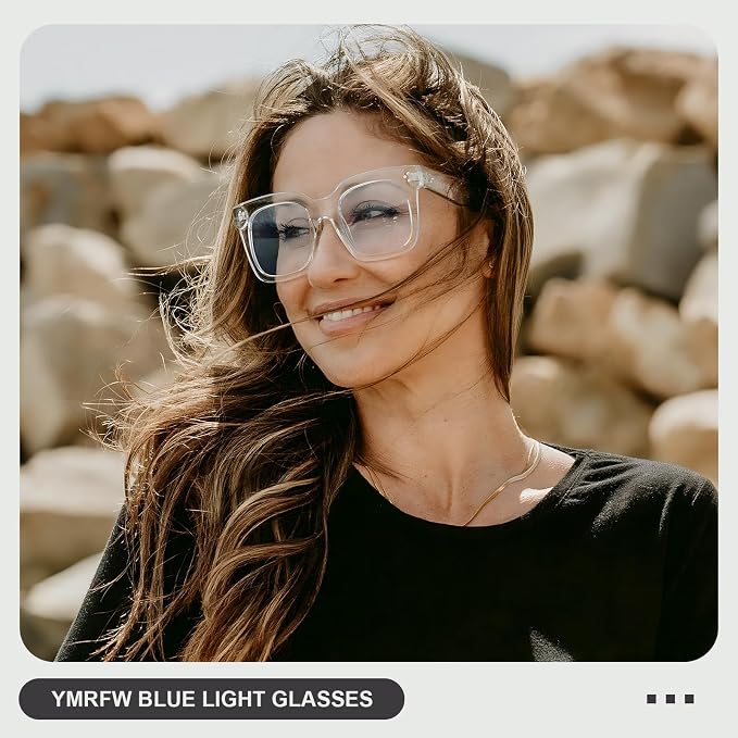 Ovresized Blue Light Blocking Glasses for Women Men Square Computer TV Eyeglasses