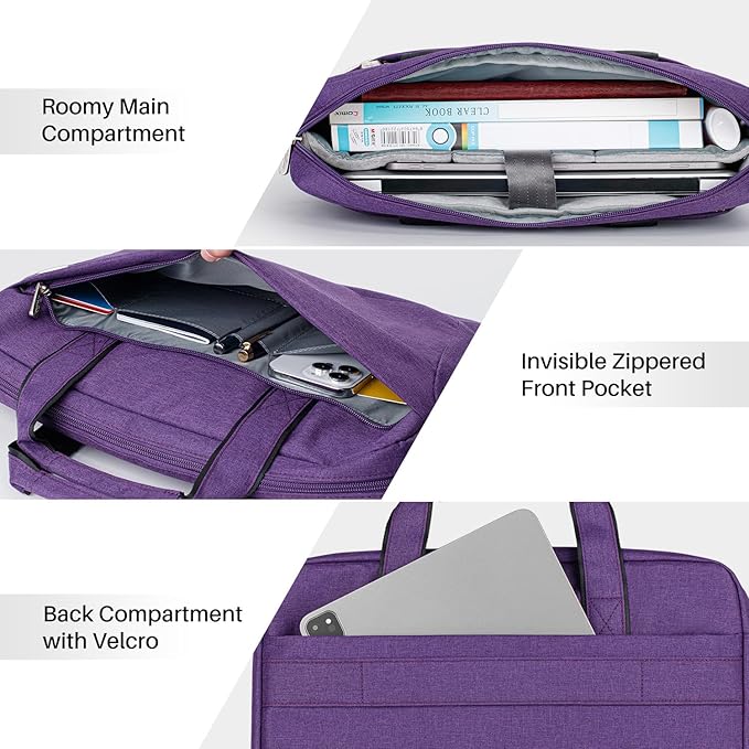 BAFFINA 15.6 16 Inch Laptop Shoulder Bag for Men Women,Waterproof Computer Carrying Case Messenger Bag with Strap,Laptop Briefcase for 14-15-16 In MacBook/Chromebook/Notebook Hp Dell Acer Asus,Purple