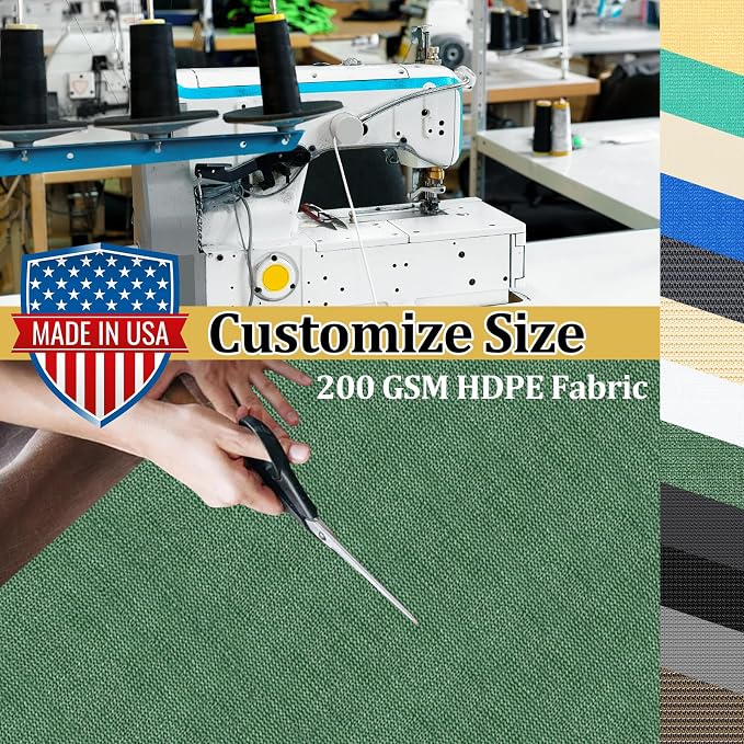 Shade&Beyond Customized Size 90% Sun Shade Cloth with Grommets, 7' X 18' Pergola Shade Cover Canopy, Mesh Tarp Sun Screens for Patio, Outdoor, Garden, Backyard GN01, Green