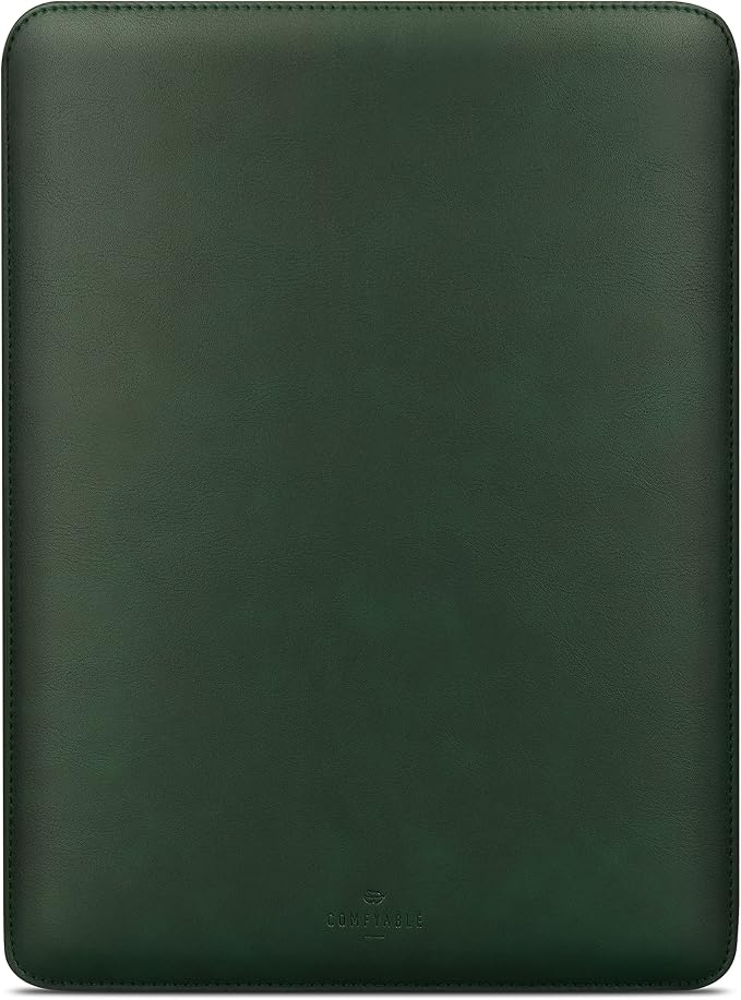Comfyable Laptop Sleeve 15 Inch Precisely Compatible with MacBook Air 15" M5 M4 M3 M2 2026, Faux Leather Cover Case, Green