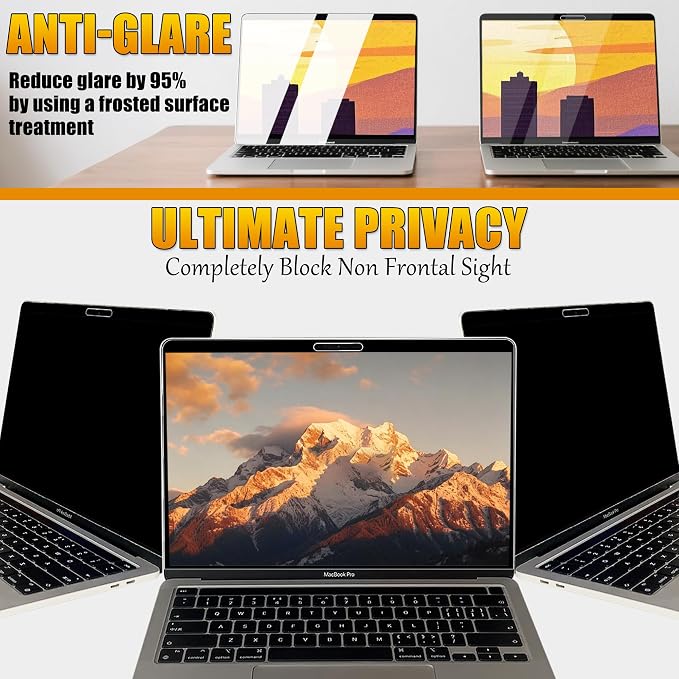 Privacy Screen Protector for MacBook Air 13 Inch (2018-2021, M1) - Nano-Suction Removable Anti-Spy Filter, Blue Light Blocking, Ultra-Thin Design