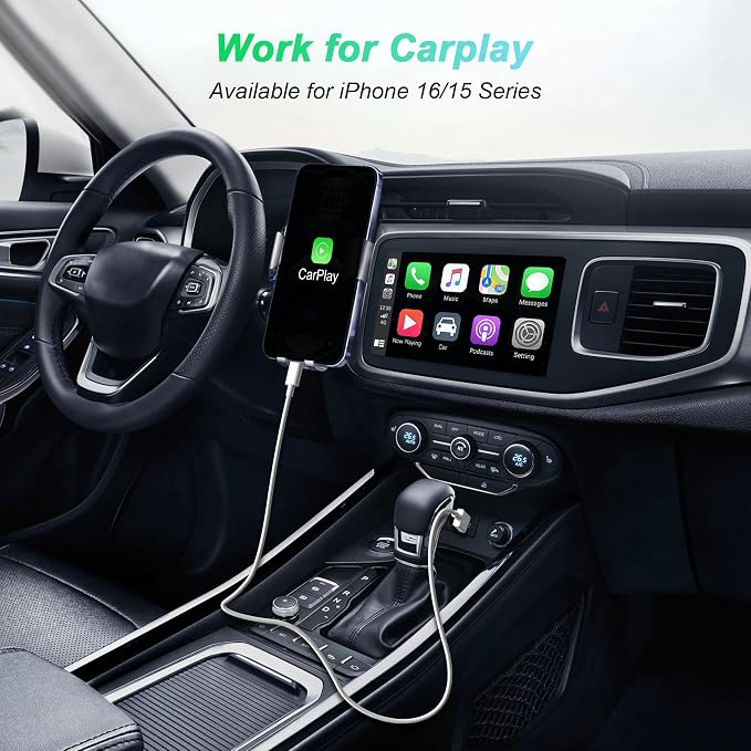 Car Carplay Cable for iPhone 15/16/17 Charger Cord,USB A to USB C Fast Charging Cable 3FT 2Pack Compatible for Apple 17 Pro Max/16 Plus/for IPad Pro 12.9/11/Air 5th/4th Mini Gen Type C Charge