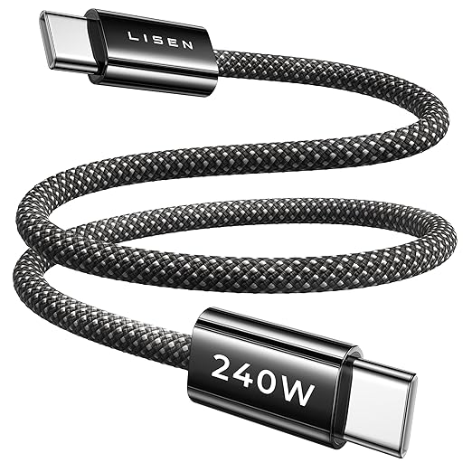 LISEN USB C to USB C Cable, 240W C to C Cable Fast Charging [1.6FT,2 Pack] Type C Charger Fast Charging USBC to USBC Cable for iPhone 17 16 15 Pro Max iPad MacBook Neo Air Pro Samsung S26, Orange
