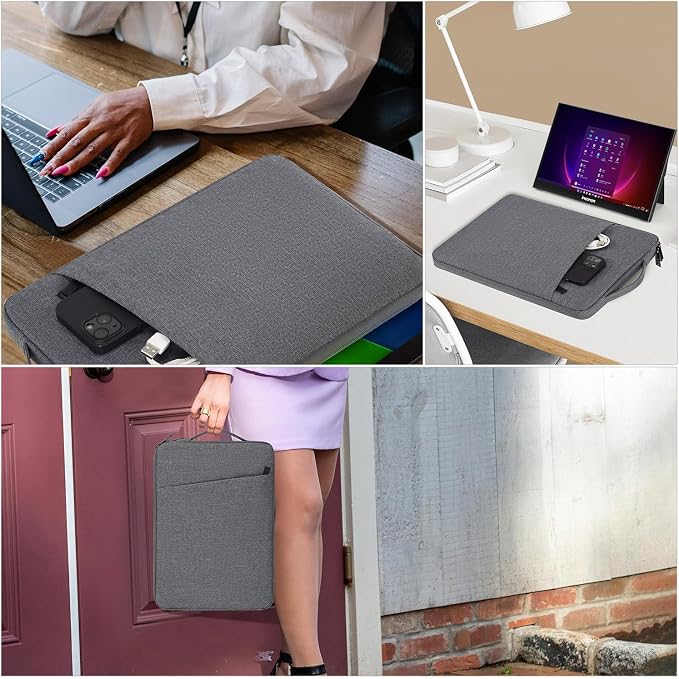 18.5 Inch Portable Monitor Case Protective Sleeve for InnoView VisionOwl Upperizon Usparkle Ingnok aimuonos Ingnok Motyeowe Cocopar EVICIV HONGO, 18-18.5" Portable Monitor Carrying Case Bag, Gray