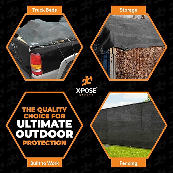 Xpose Safety Heavy Duty Mesh Tarp – 10’ x 18’ Multipurpose Black Protective Cover with Air Flow - Use for Tie Downs, Shade, Fences, Canopies, Dump Trucks – Tear Resistant