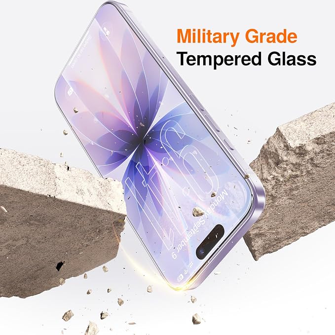 SMARTDEVIL 2 Pack Privacy Screen Protector for iPhone 17, Anti-Spy Tempered Glass Film, 9H Hardness Military Grade Shatterproof, Easy to Install, Auto Bubble-Free and Dust-Free Box, Case Friendly