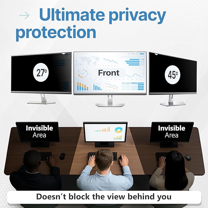 VINTEZ 30 Inch 16:10 Privacy Screen for Computer Monitor and Laptop - Anti Glare Protector Film Blue Light Filter Eye Protection - Computer Screen Privacy Shield, [1 Pack]