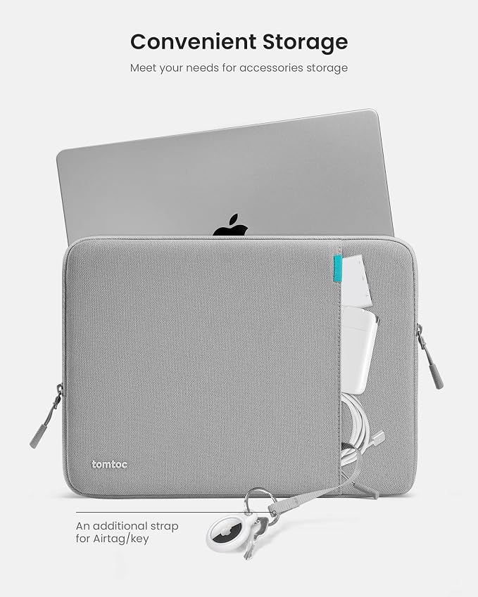 tomtoc 360 Protective Laptop Sleeve Set for 13-inch MacBook Air M5/A3449 (2026) M4/A3240 M3/A3113 M2/A2681 M1/A2337, Water-Resistant Laptop Case with Accessory Bag Fits 13" MacBook Neo A18/MacBook Pro