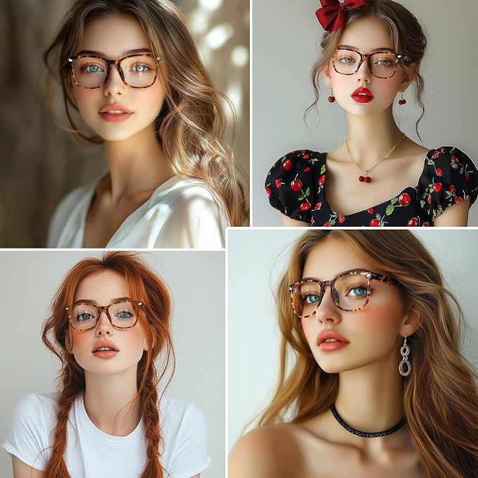 Blue Light Glasses for Woman Men | 99% Blue Light Blocking Glasses | Computer Glassess | Gaming | TV Phone Screen Reader Square Frame | Anti Eyestrain & UV Glare,4 Pack