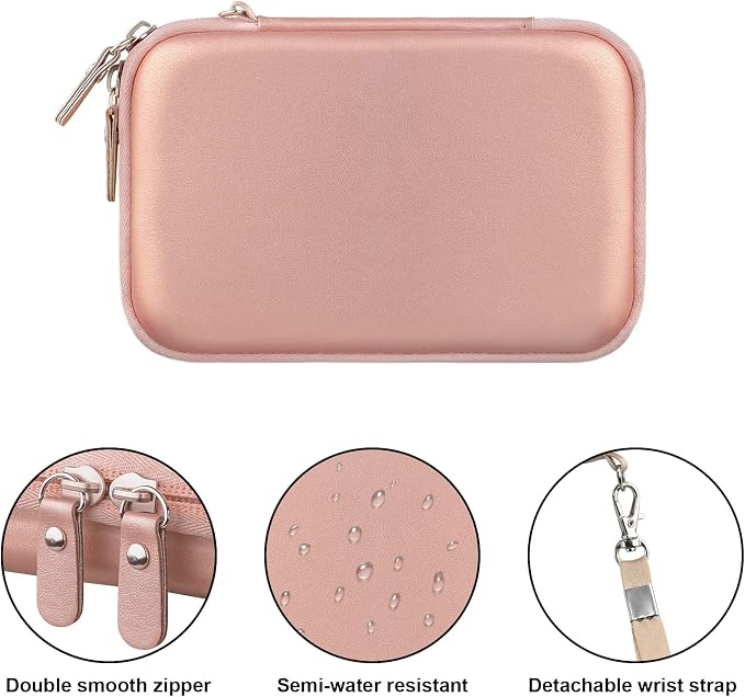 Canboc Carrying Case for MacBook Air Pro Charger MagSafe/MagSafe 2 Power Adapter, iPhone 16/16 Pro MagSafe Charger, USB C Hub, Type C Hub, USB Multiport Adapter, Hard Bag, Rose Gold+Black