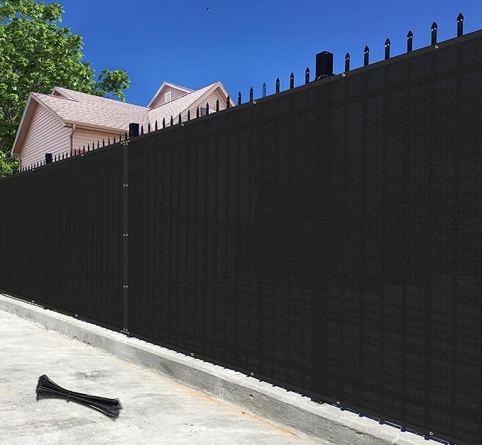 Bynbbur 6'x43' Privacy Fence Screen Net Fencing 90% Privacy Blockage Windscreen Fence Cover with Copper Grommet for Patio Backyard Garden Swimming Pool, Zip Ties Included, Black