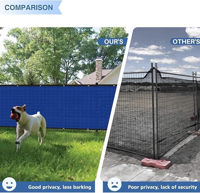 E&K Sunrise 4' x 178' Privacy Fence Screen with Grommets, Outdoor Windscreen Fence Covering Privacy Screen UV Blockage for Backyard Garden Patio, Zip Ties Included (Blue)