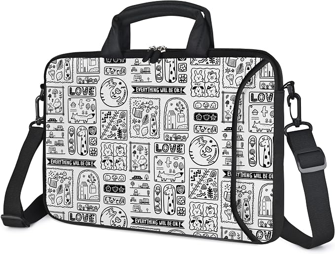 RICHEN 10 inch Messenger Bag Carrying Case with Handle Accessory Pocket Fits 7 to 10-Inch Laptops/Notebook/Kids Tablet (7-10.2 inch, Animal Cartoon)