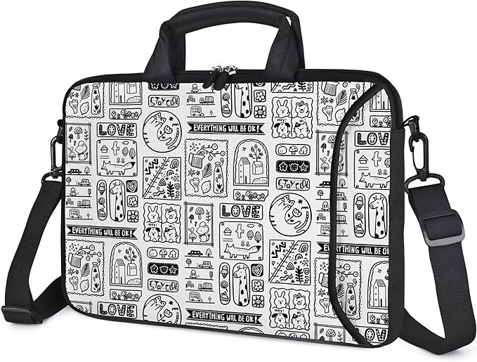 RICHEN 17 inch Laptop Shoulder Bag Carrying Case with Handle Fits 15.6/16/17/17.3/17.4 inch Laptop Notebook (Animal Cartoon, 16-17.3 inch)