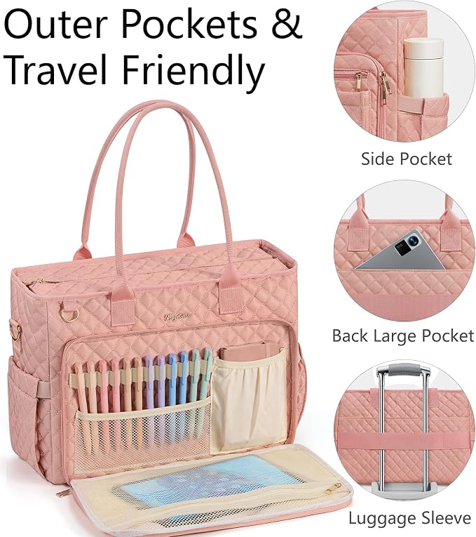 Bagstellar Teacher Bags for Women, 15.6 inch Laptop Work Tote Bag Quilted Nurse Bible Computer Shoulder Bag for School Travel | Dream Tote Work Bag