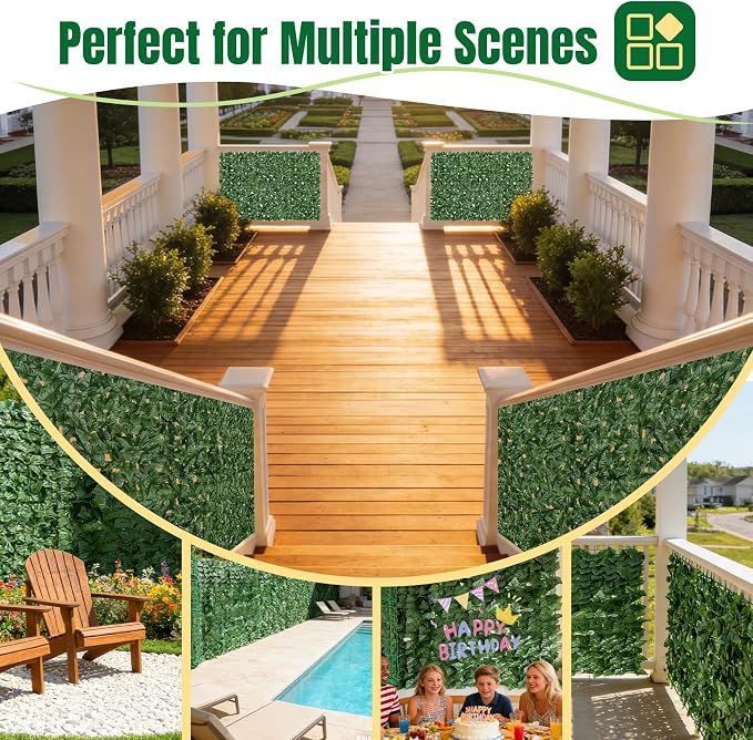 KASZOO Artificial Ivy Privacy Fence Screen - 120x40in Artificial Faux Privacy Fence Panel Artificial Green Wall Balcony Privacy Screen Decoration for Patio, Balcony, Wall, Backyard Indoor Outdoor