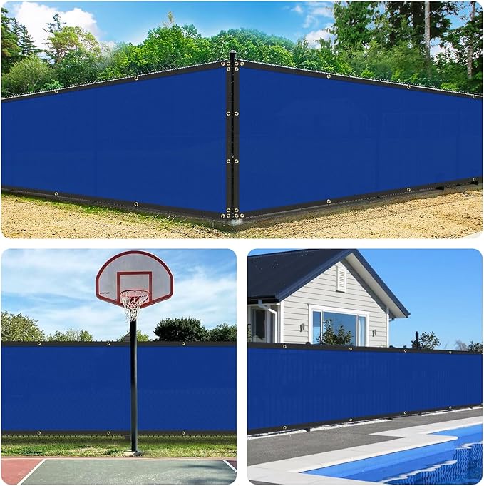 Bynbbur 6'x278' Privacy Fence Screen Net Fencing 90% Privacy Blockage Windscreen Fence Cover with Copper Grommet for Patio Backyard Garden Swimming Pool, Zip Ties Included, Blue
