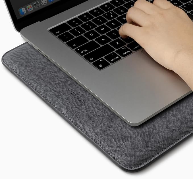 Comfyable Laptop Sleeve 14 Inch Precisely Compatible with MacBook Pro M5 M4 M3 M2 Pro/Max 2026-2021, Genuine Leather Cover Case, Dark Gray