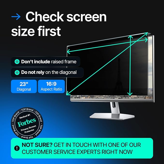 Acrylic 23 Inch Computer Privacy Screen Filter for Widescreen Computer Monitors - 20.6" x 12" (524 x 306mm) - Monitor Frame Hanging Type