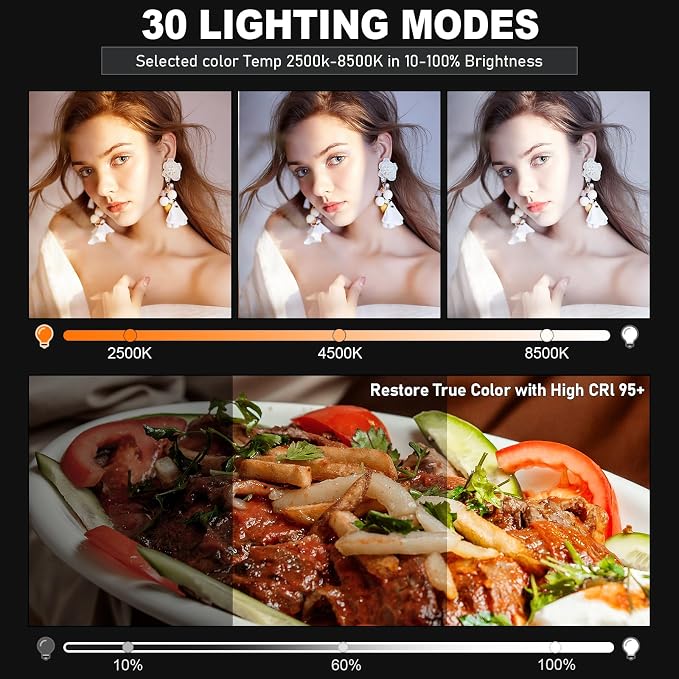 30W Upgraded Photography Lighting Kit, Anautin 2-Pack LED Video Lighting for Video Recording, 3700Lux Studio Lights with Tripod Stand for Photography, Streaming, Gaming, Podcast, Filming, Vlogging