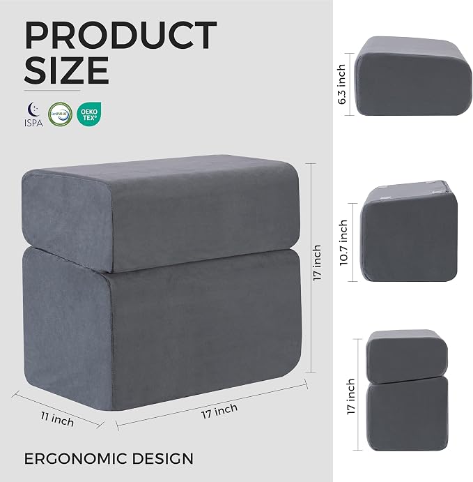 Ganondorf Foot Rest for Under Desk at Work Adjustable Foot Rest Under Desk Ergonomic Foot Stools for Under Office Desk Leg Pillow for Underdesk Footrest with Washable Cover, Grey