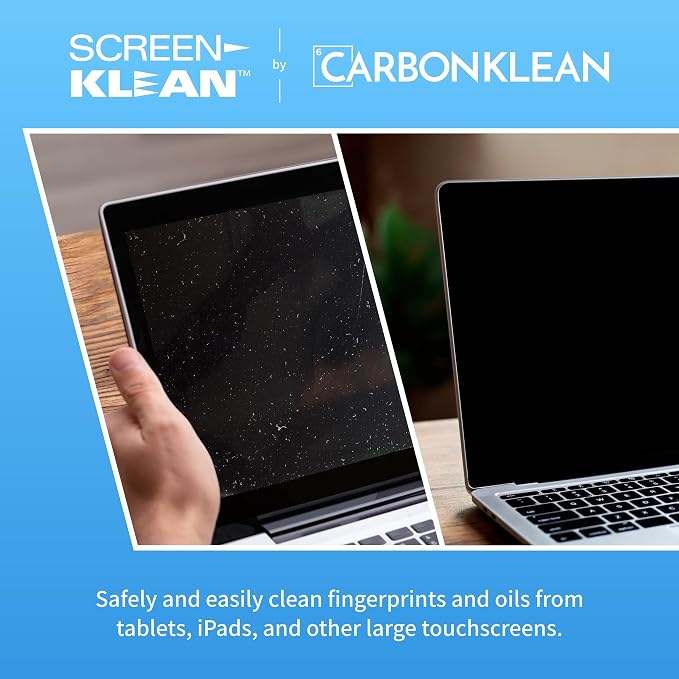 ScreenKlean Tablet Screen Cleaner - Compatible with iPad, Android & Amazon Tablet - with Carbon Microfiber Tech-Electroplated Silver-1 Count (Pack of 1)