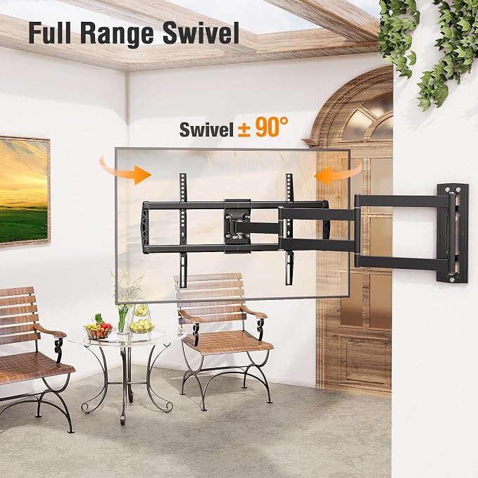 ELIVED Outdoor Long Arm TV Wall Mount for Most 42-75 Inch TVs, 37.9 Inch Long Extension Corner TV Mount, Weatherproof Full Motion tv Bracket Anti-Rust for Patio, Holds 99 lbs. Max VESA 600x400mm