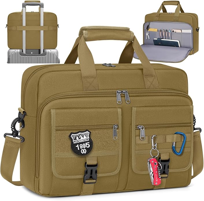 RAINSMORE Tactical Laptop Bag for Men 15.6/17.3 Inch Military Laptop Briefcase with MOLLE Large Business Travel Messenger Bag